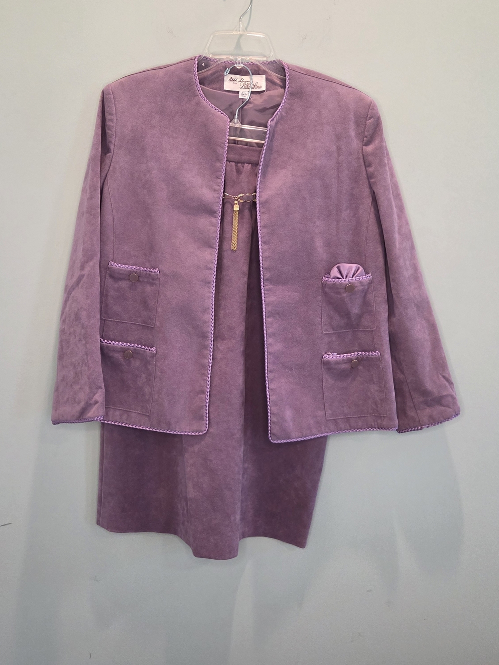 Adolfo for Lilli Ann Ultrasuede Skirt Suit Vintage Lavender Size 8